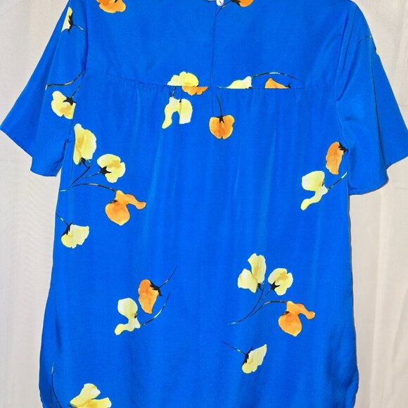 Daniel Rainn Blue floral top shirt sleeve blouse - Picture 8 of 9